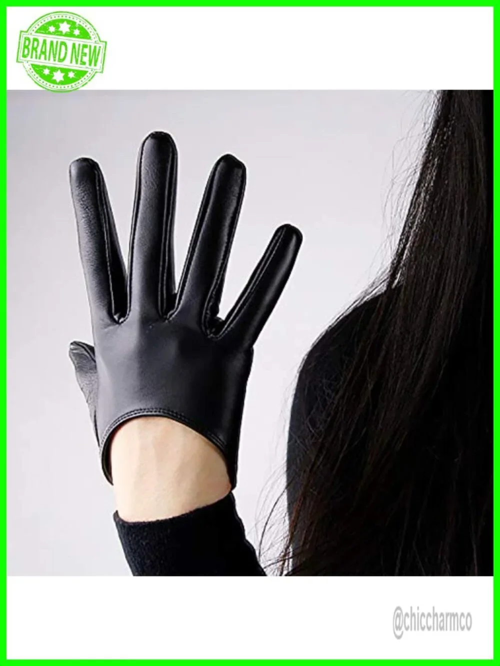 Half Palm Lambskin Leather Gloves Touchscreen Driving Party